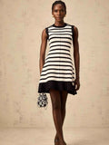 Chic Sleeveless Striped Mini Women Knit Dress