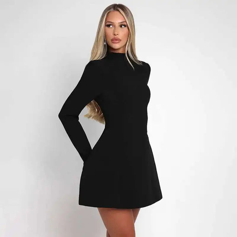 Button Backless Bodycon Short A-line Dress Women