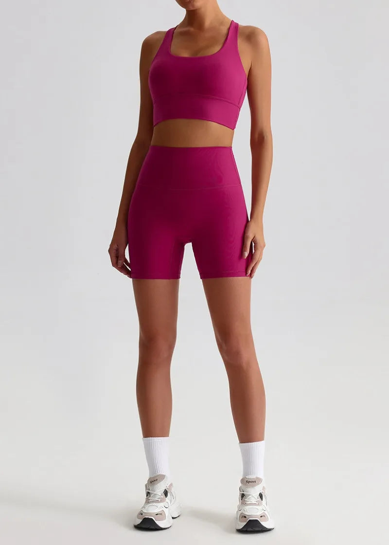 Women’s Seamless Yoga Set - Quick-Dry Naked Feel Backless Bra Booty-Lifting Shorts