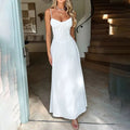 Solid Color Slip Dress Lace-up  Elegant  A-line Long Dress - Norellé