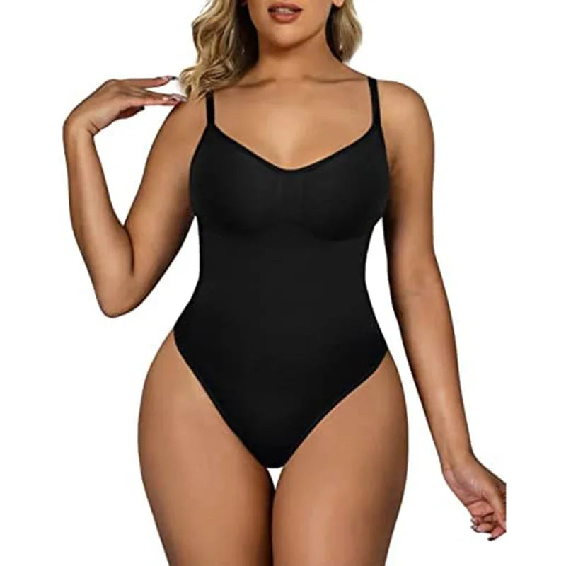 V Neck Spaghetti Strap Bodysuits Compression Body Suits