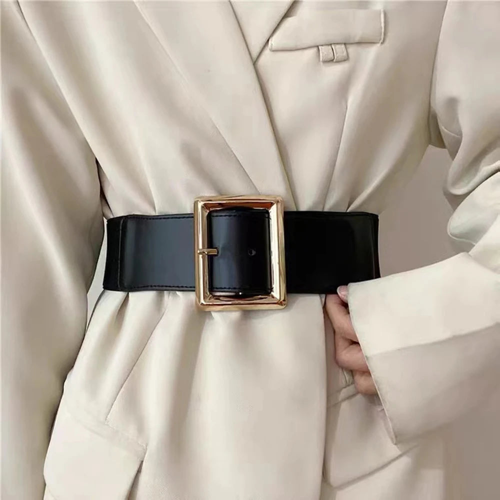 Simple Metal Pin Buckle Elastic Waist Belt