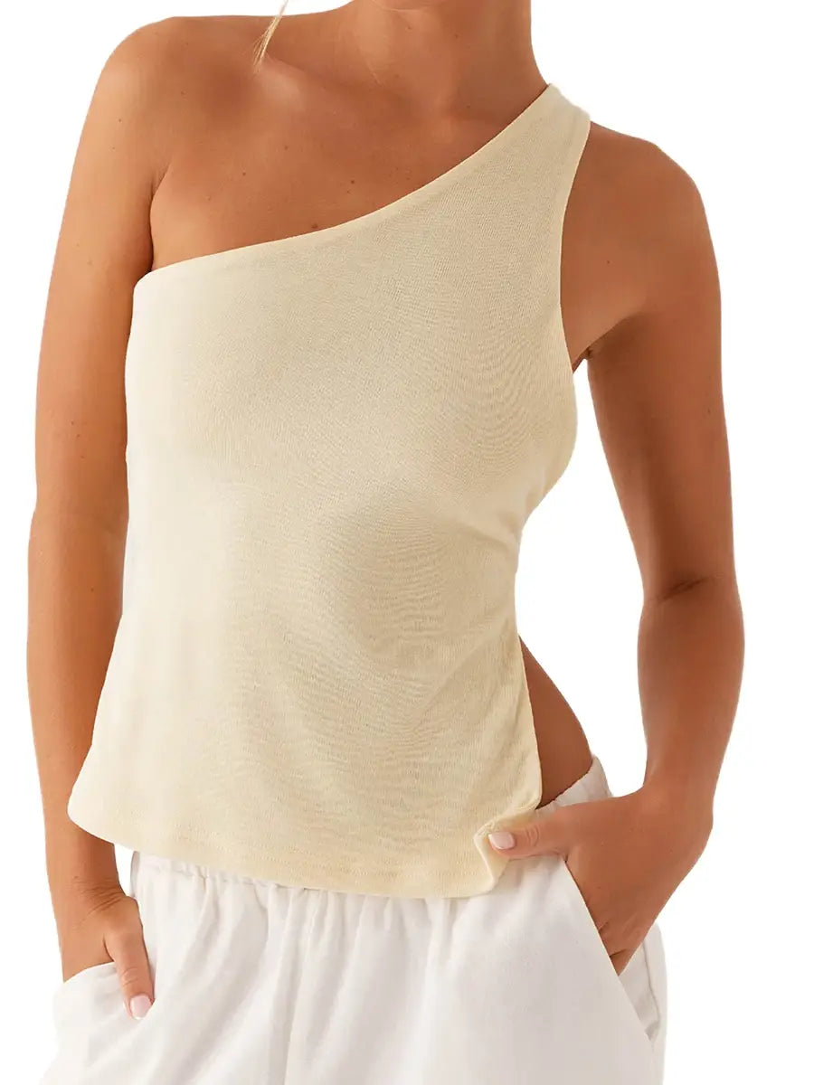 Women Off One Shoulder Tank Tops