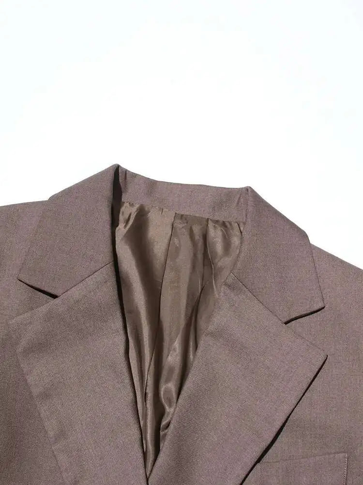 Solid Temperament Jacket Spliced Belt Blazer Women