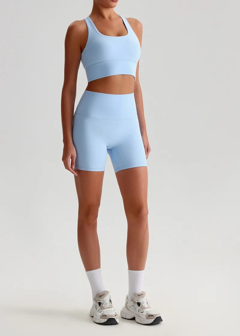 Women’s Seamless Yoga Set - Quick-Dry Naked Feel Backless Bra Booty-Lifting Shorts