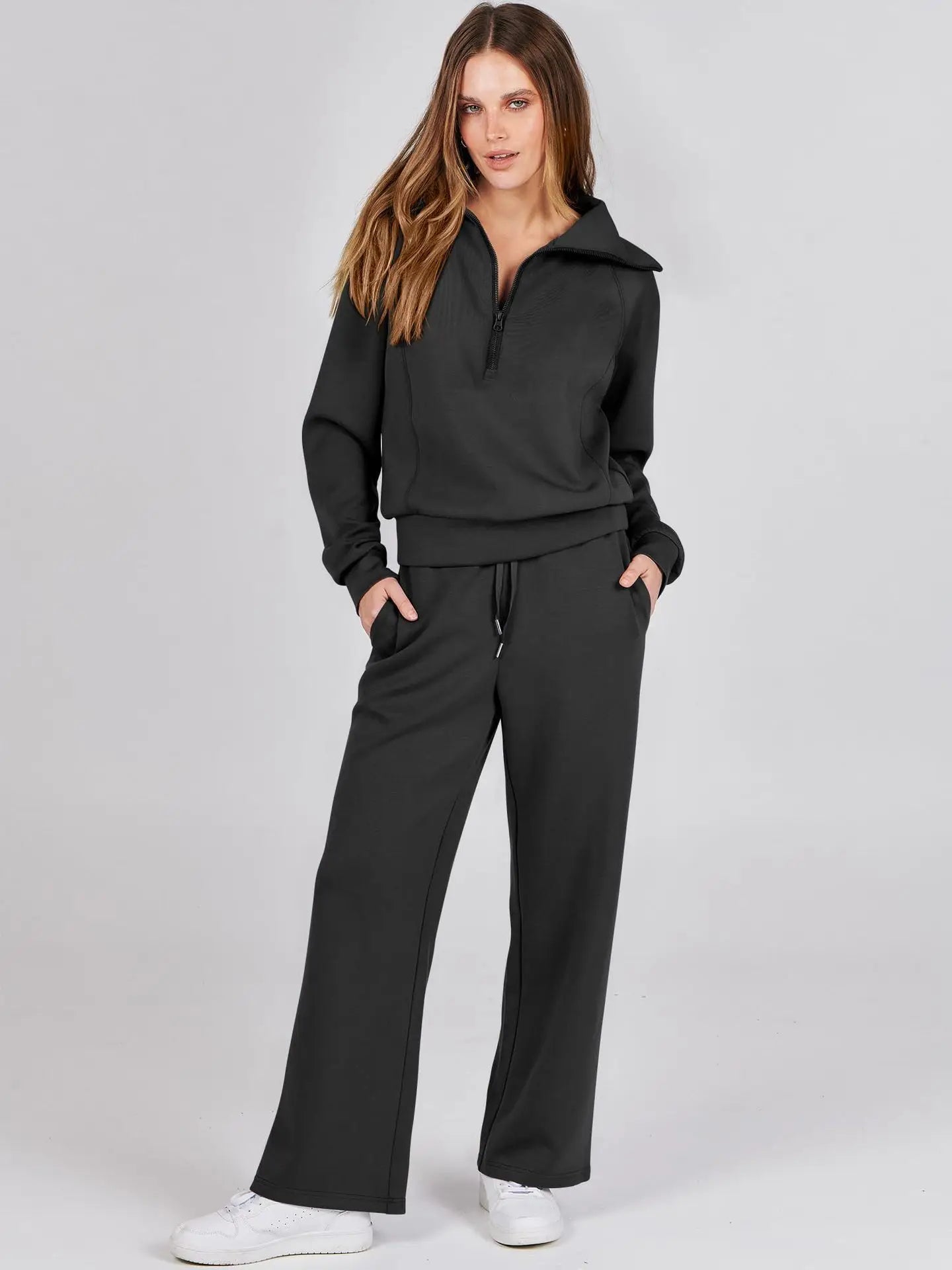 Casual 2-Piece Set Long Sleeve Sweatshirt Bell Bottoms Sports Suit