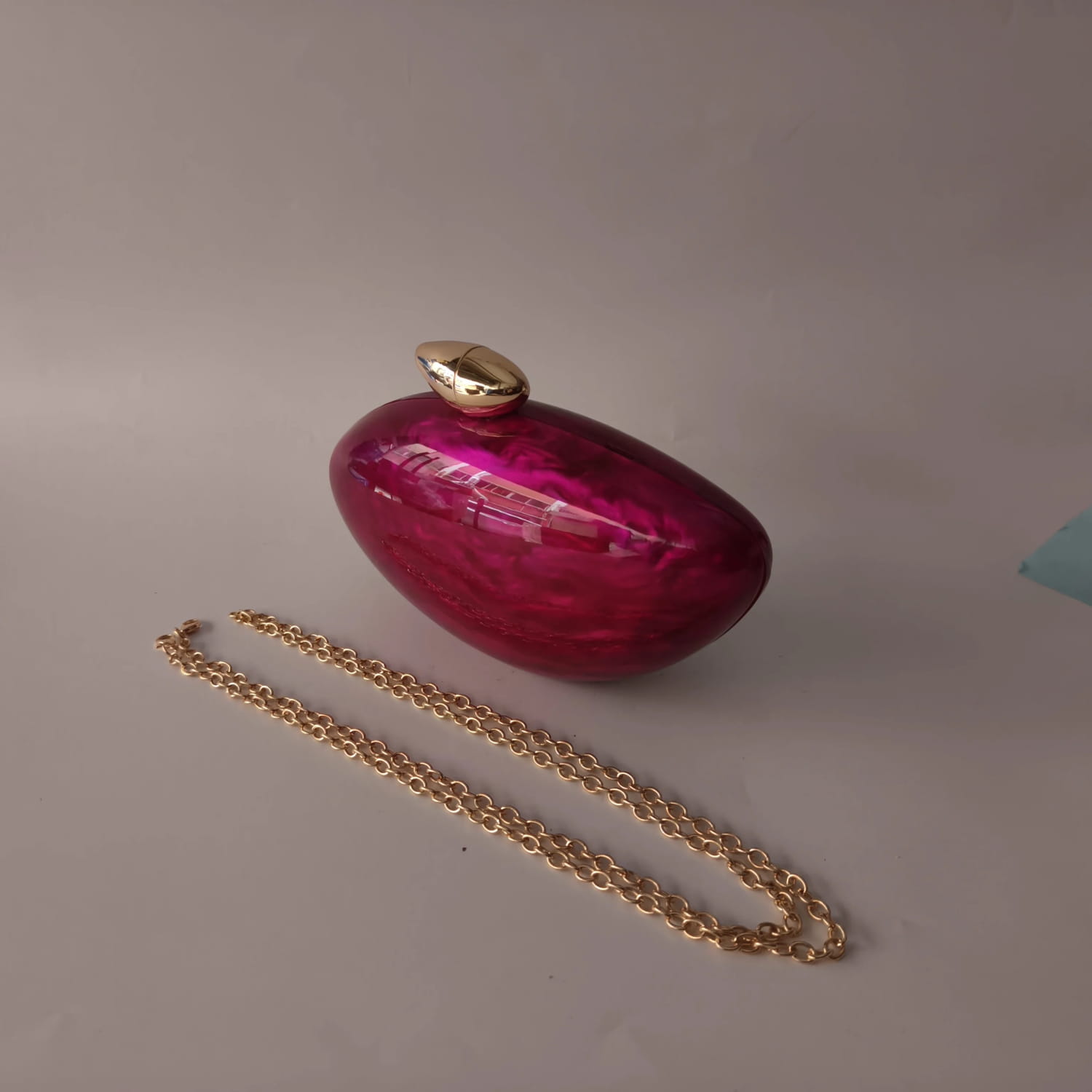 Rose Red Metal Clasp Shoulder Messenger Acrylic Box Clutch