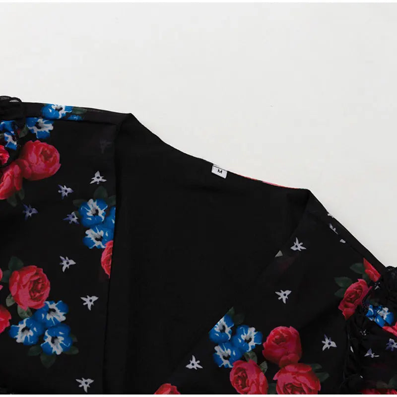 Printed Shirt Ruffles Split Skirt Sets Women