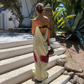 Strapless Print Floral Belt Women Maxi Dress Yellow - Norellé