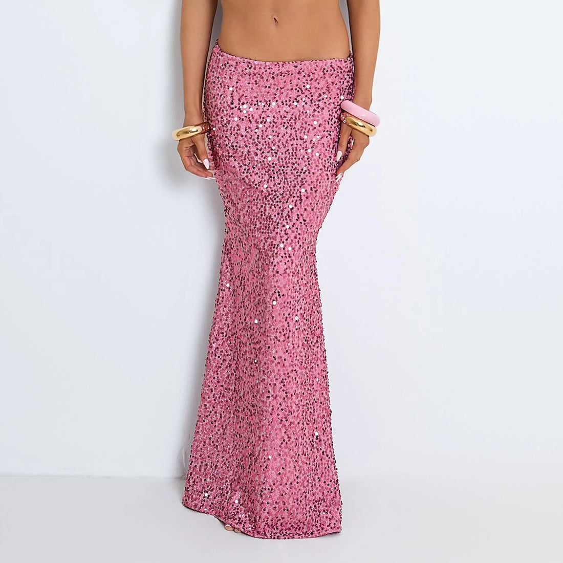 Elegant Women Summer Sequins Maxi Skirts