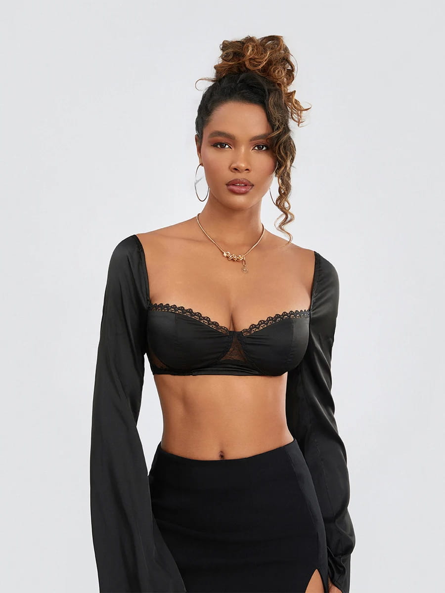 Women Long Sleeve Crop Top