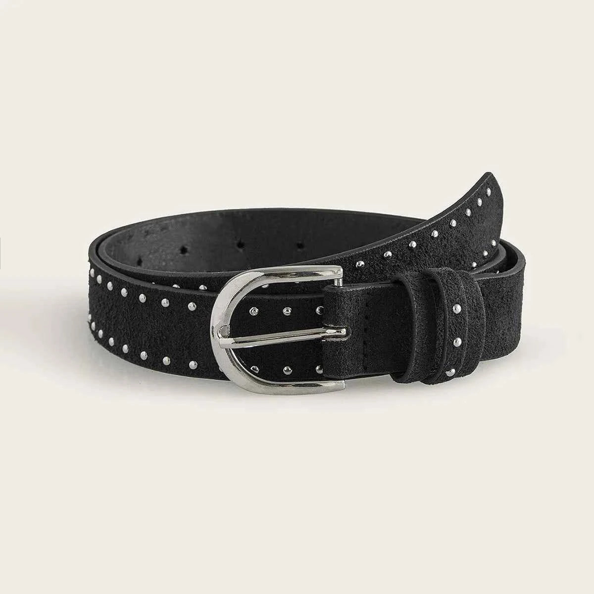 Women Color Suede With Rivets Belt