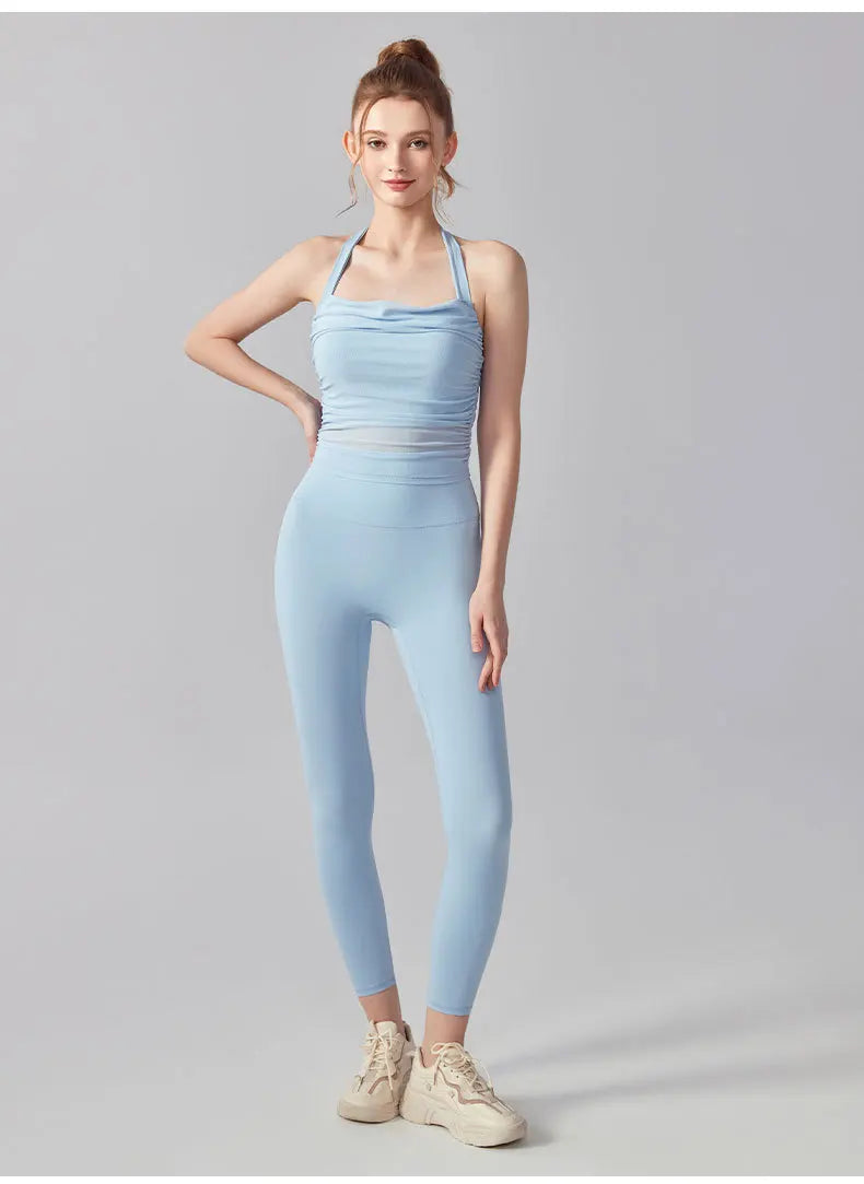 Women Halter With Shock-proof Chest Pad Backless Tank Top