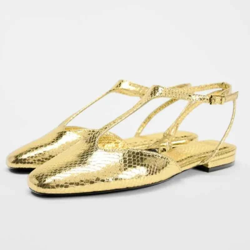 Women Slingback Flats Buckle Ankle Strap