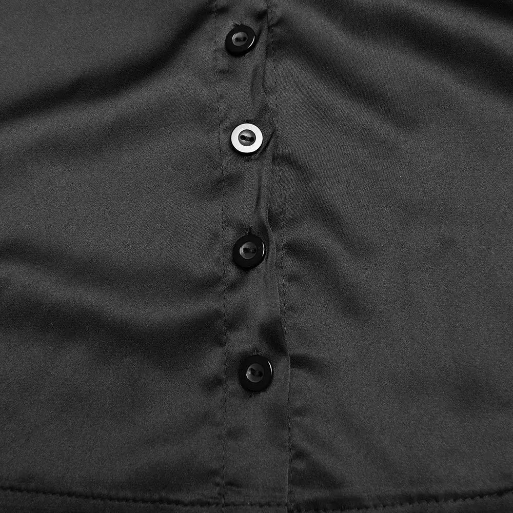 Lace Up Mini Skirt Set For Women V Neck Long Sleeve Button Top High Waist