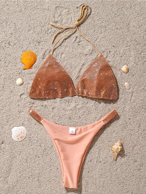 Halter Jewelled Sequins Diamond Bikini Women Swimsuit - Norellé