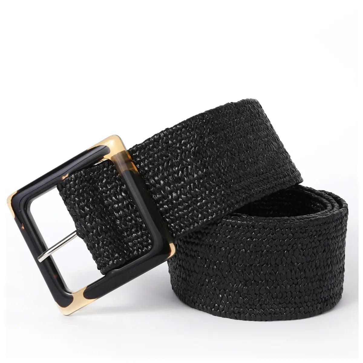 Woven Bohemian Style Square Buckle Wide Women Belt