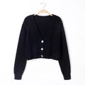 V Neck Cropped Cardigan Women Long Sleeve Twist Knitted Sweater Coats - Norellé