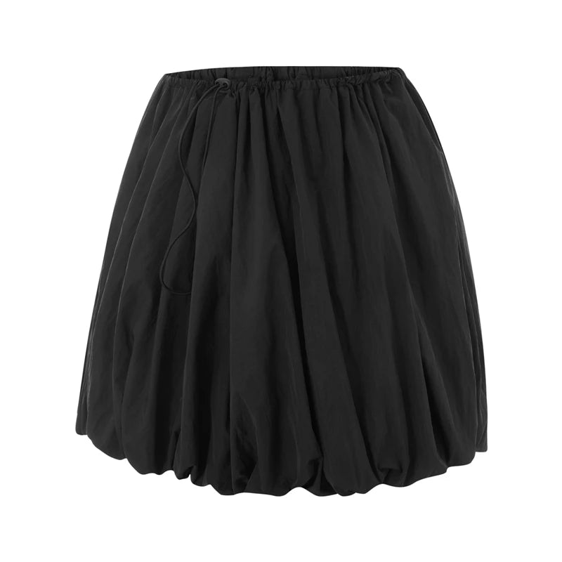 Vintage Loose Fitting Elastic Waist Short Skirt