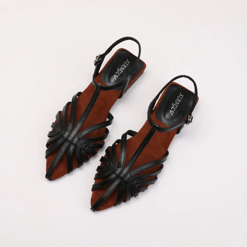 Knitted Low Heeled Roman Shoes For Women