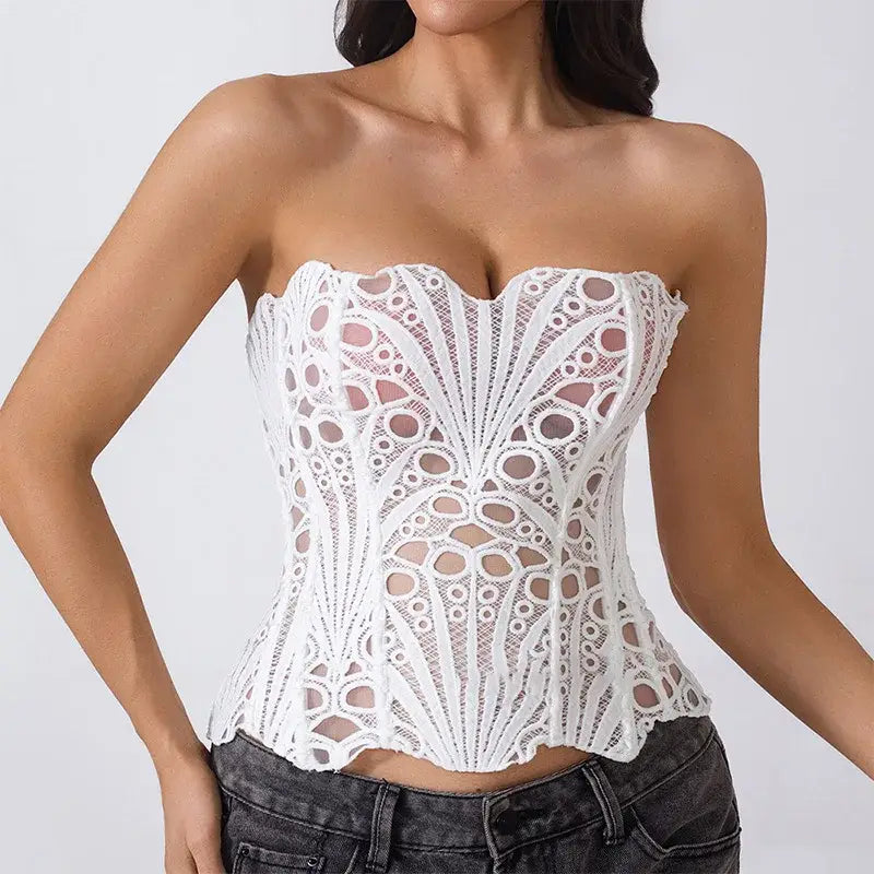 Hollow Out Women Sleeveless Backless Bandage Pleated Top