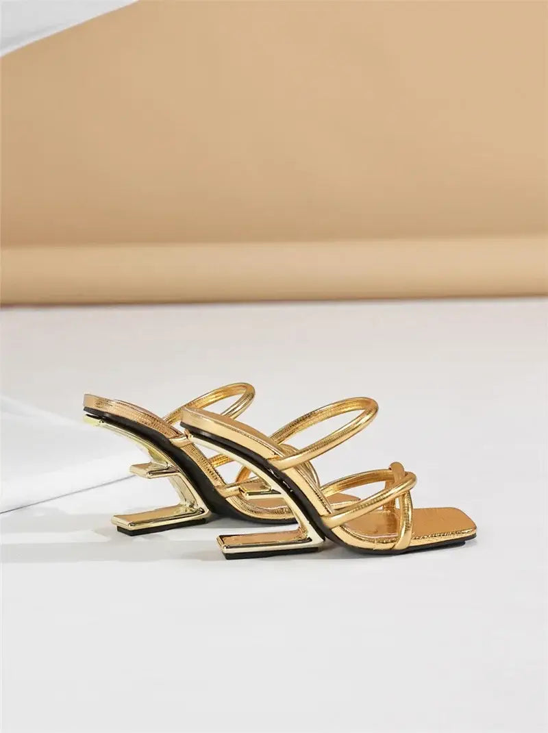 Metal Fretwork Wedges Slippers Women