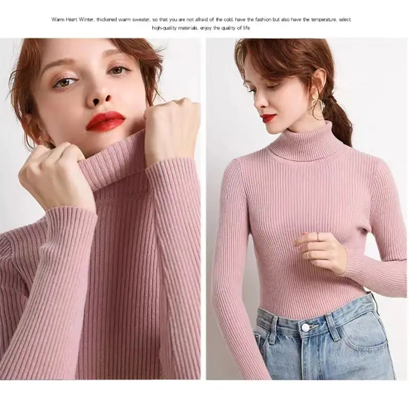 Turtleneck Jumper Woman Knitted Blouse