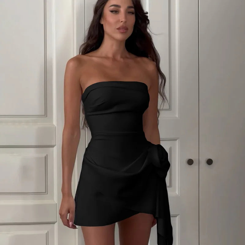 Strapless Bow Tight Short Skirt For Women