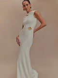 Hollow Out Gold Clasp Maxi Dress For Women - Norellé