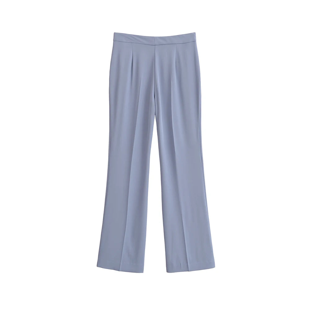 Women Fashion Draped Bustier Tops And High Waist Side Pockets Flared Pants