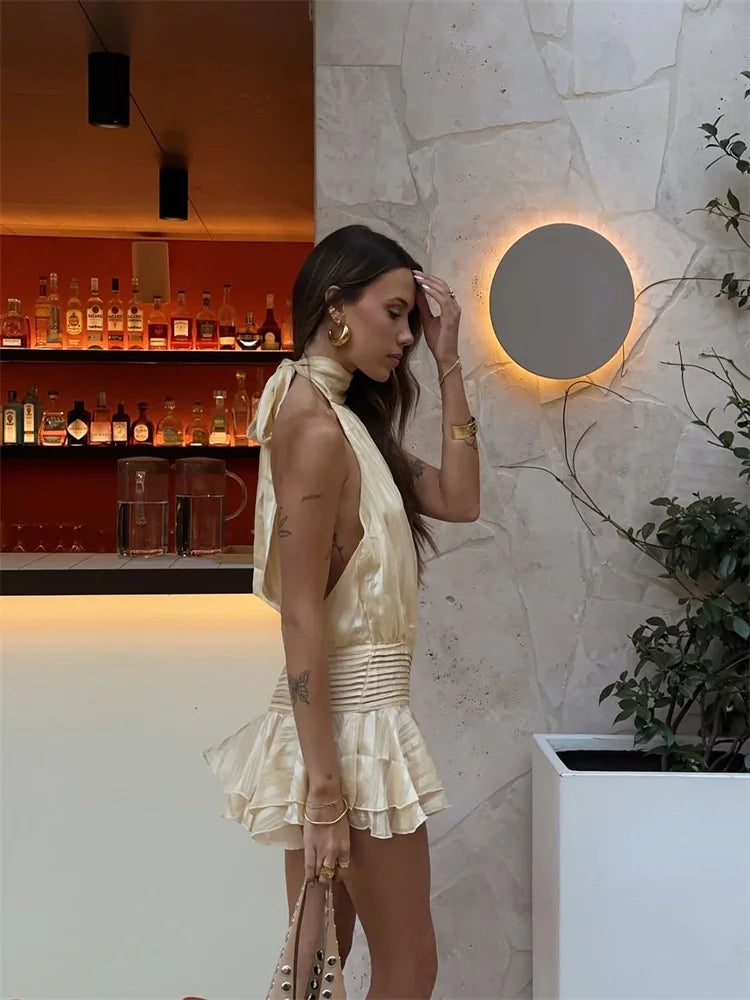 Ruffle Halter Mini Dress - Norellé
