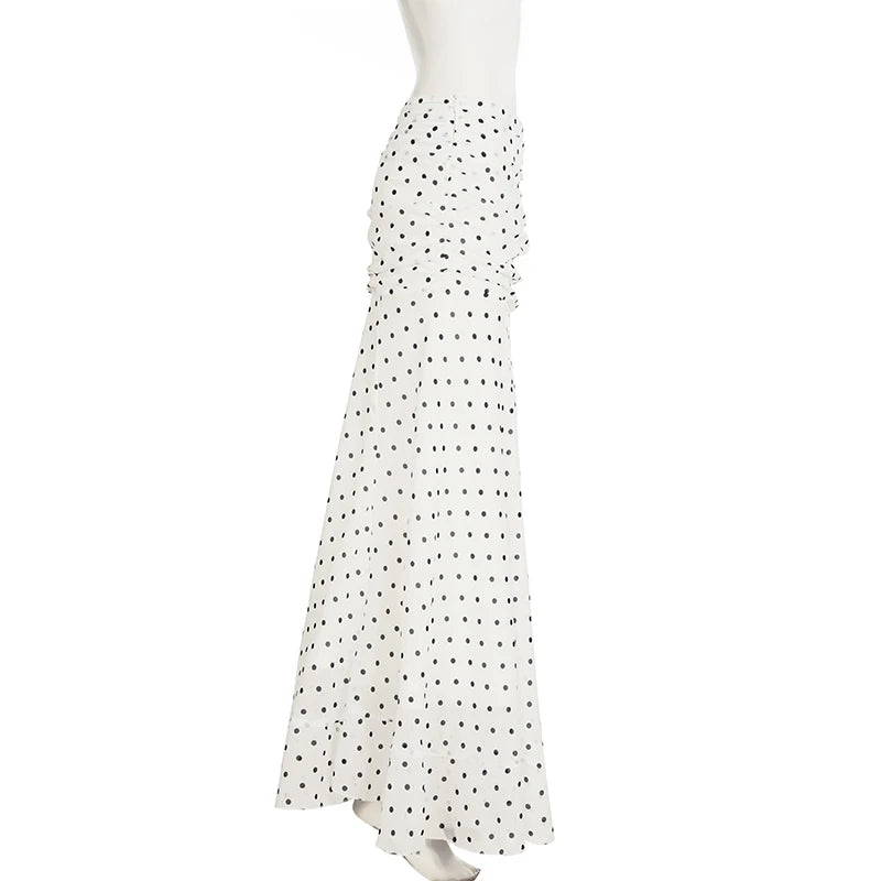 Polka Dot Floor-length Chiffon Skirt