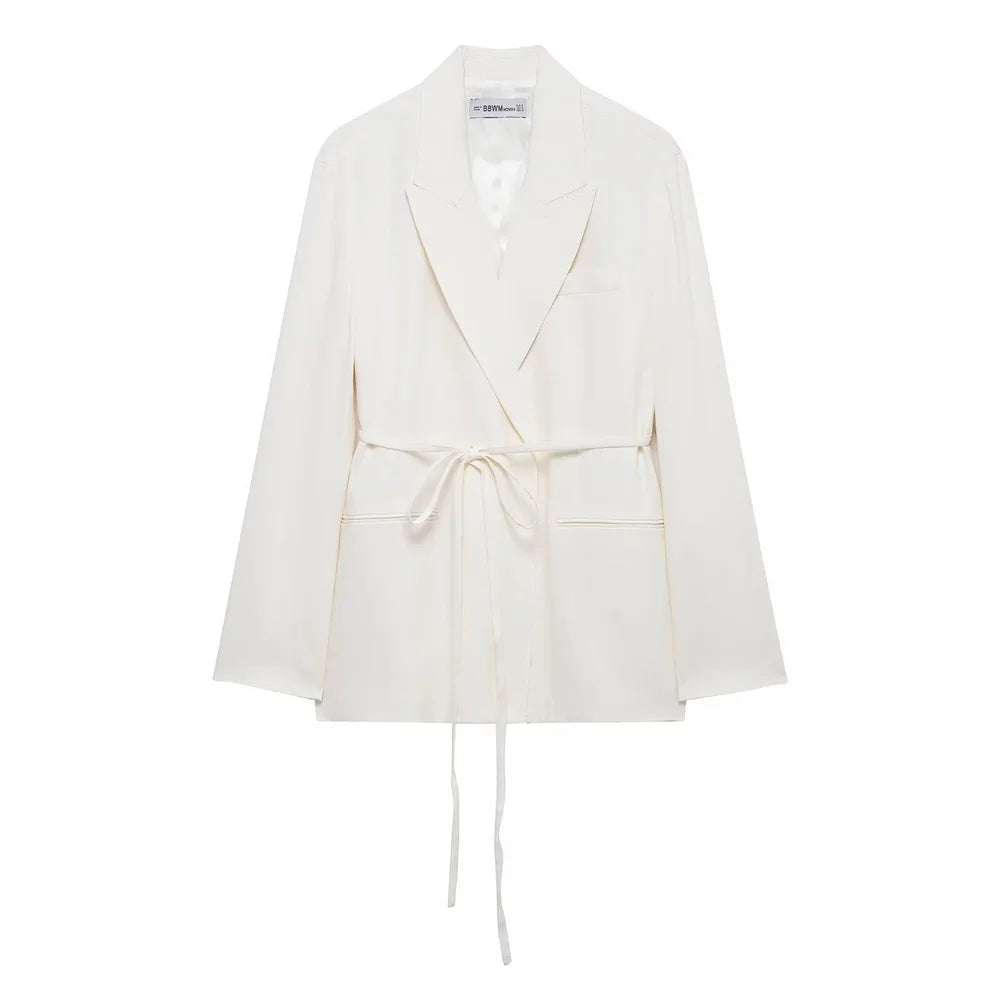 Women’s Casual Retro Linen Blend Suit Jacket&Pants Set