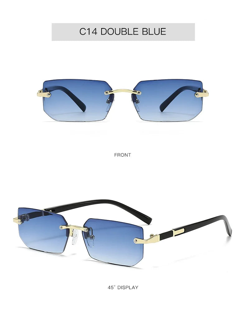 Rimless Sunglasses Rectangle Women