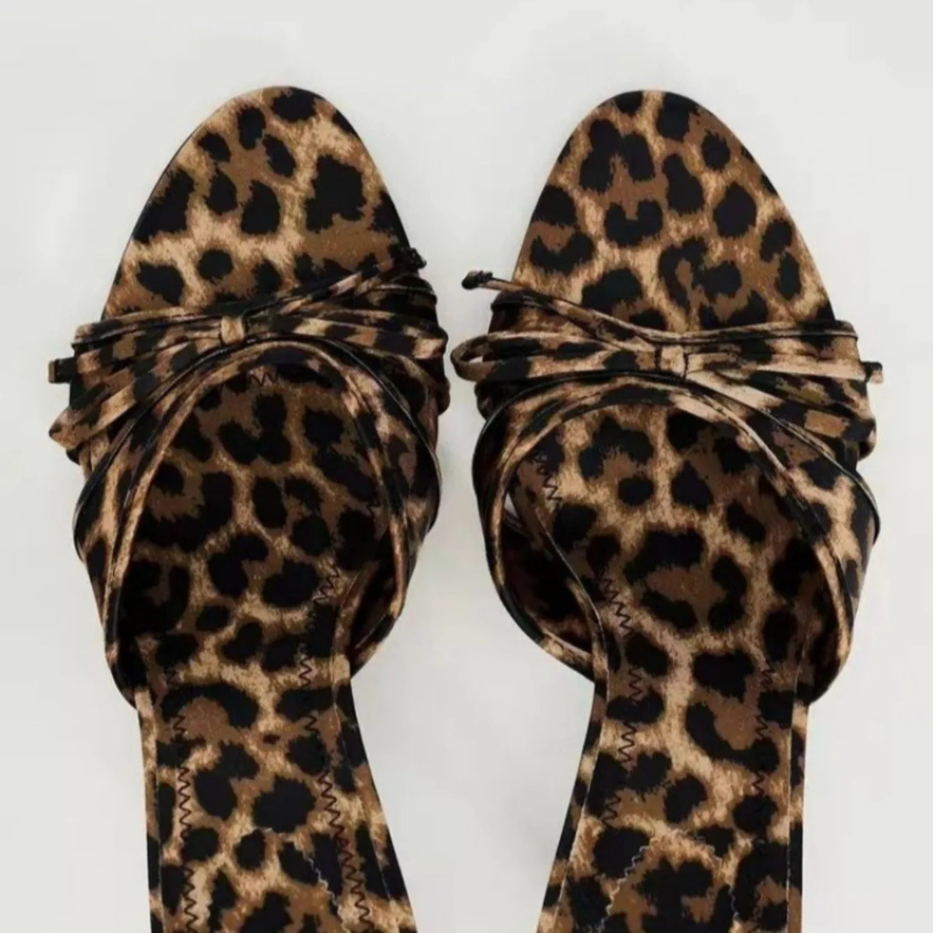 High Quality Women Shoes Bow Knot Leopard Print Heel