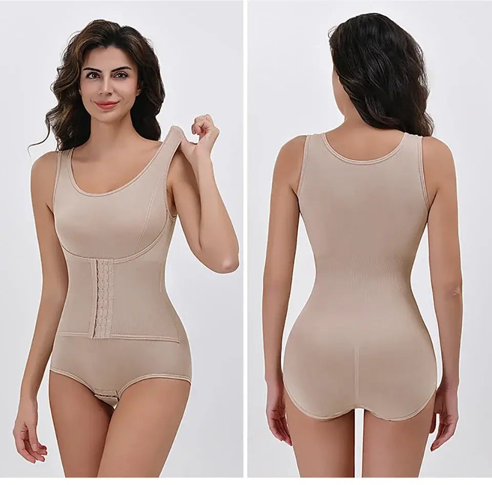 Bodysuit Shapewear With Zipper Belt Women Tummy Control