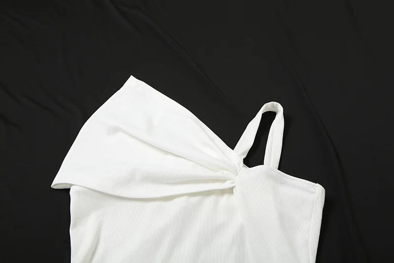 Strapless Long Dress Two Piece Fashion Elegant Solid Sleeveless Top Tight Set