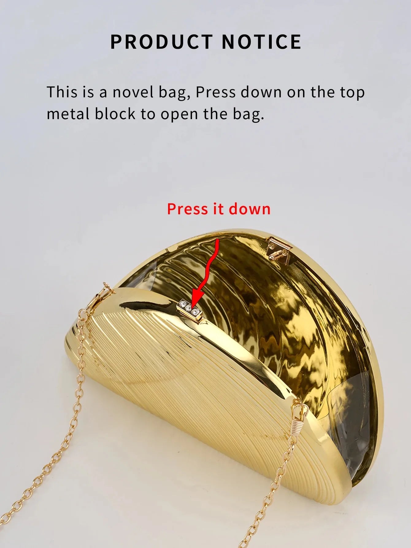 Retro Golden Silver Metal Large Shell Acrylic Bag