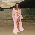 Pink Dot Print Cover-Ups Bikini  Women Swimsuits Mesh Dress - Norellé
