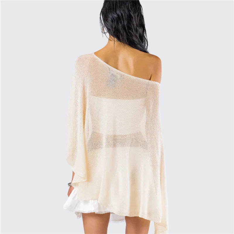 Women Sheer Poncho Top