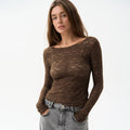 Lace Women'S Tops Hollow Out Basic Casual Elegant Long Sleeve - Norellé