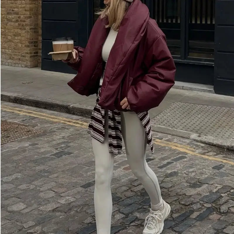 Women’s Solid Leather Cotton Jacket