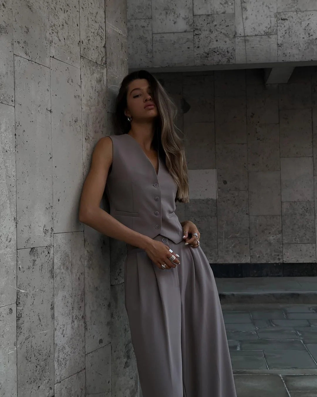 Casual Sleeveless Suit Set