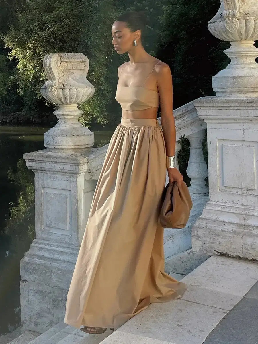 100% Cotton Suspender Underwear Half Long Skirt Set