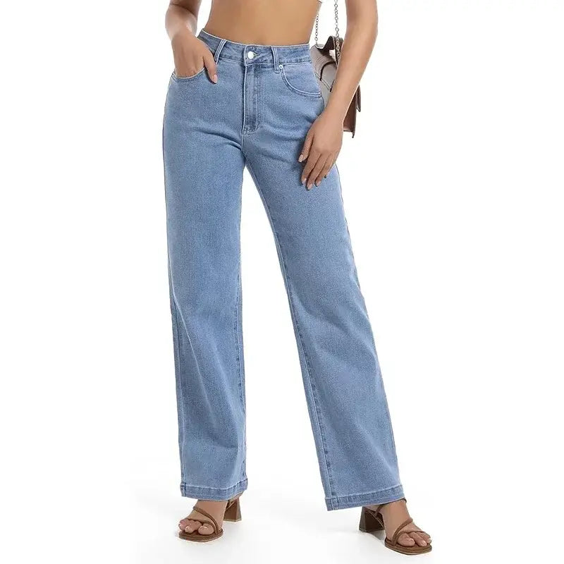 Women High Waisted Straight Leg Jeans