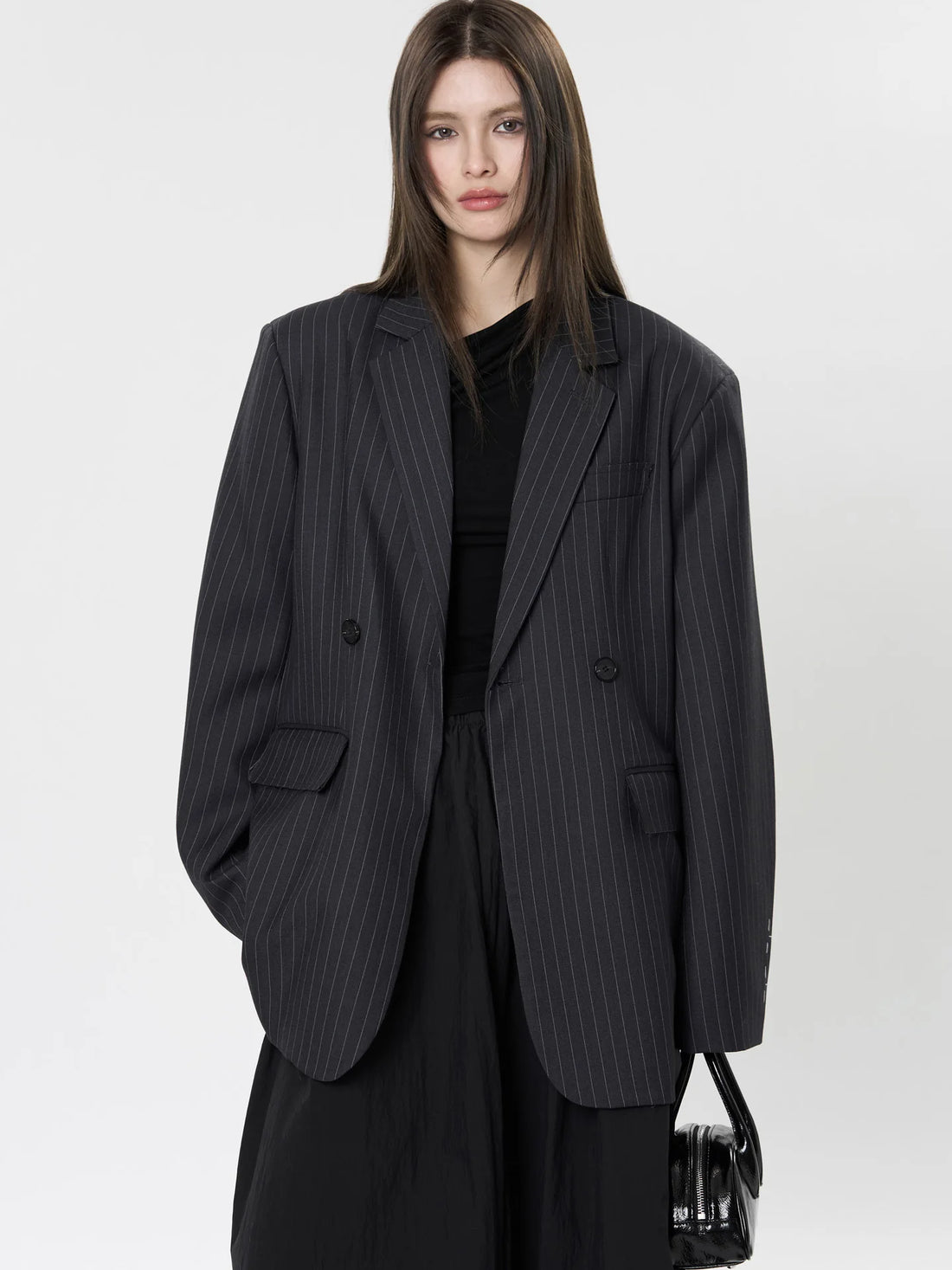 Women's Casual Striped Pocket Decoration Double breasted Loose Jacket - Norellé