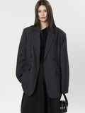 Women's Casual Striped Pocket Decoration Double breasted Loose Jacket - Norellé