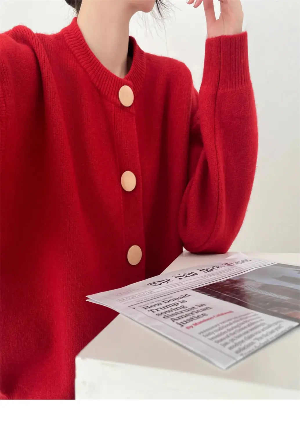 Women Cardigans Sweater O-neck Knitted Loose