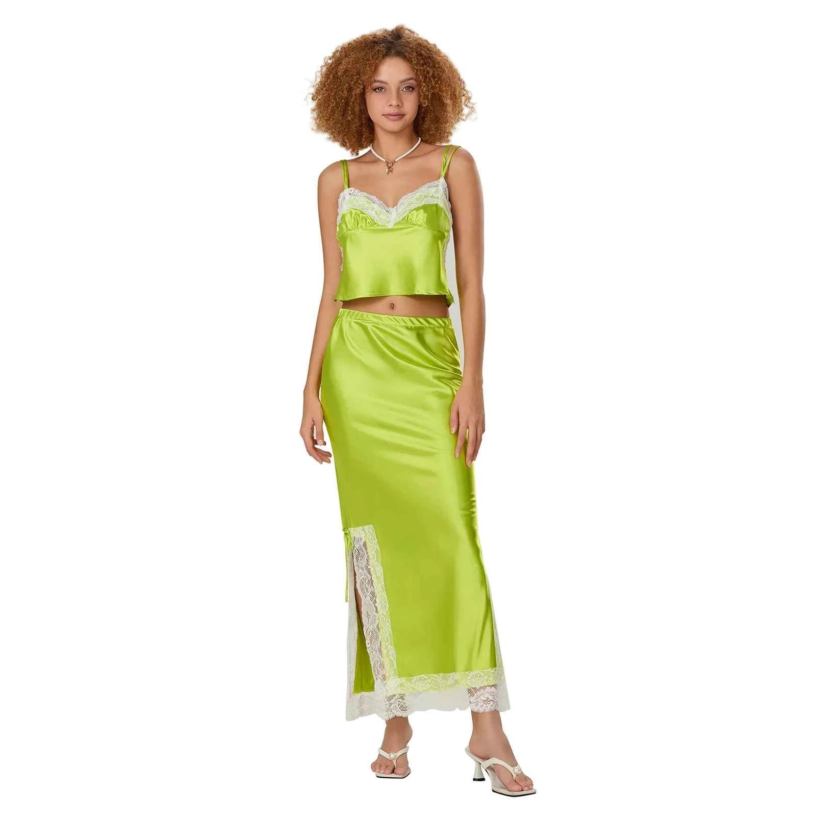 Women 2 Pieces Satin Suit