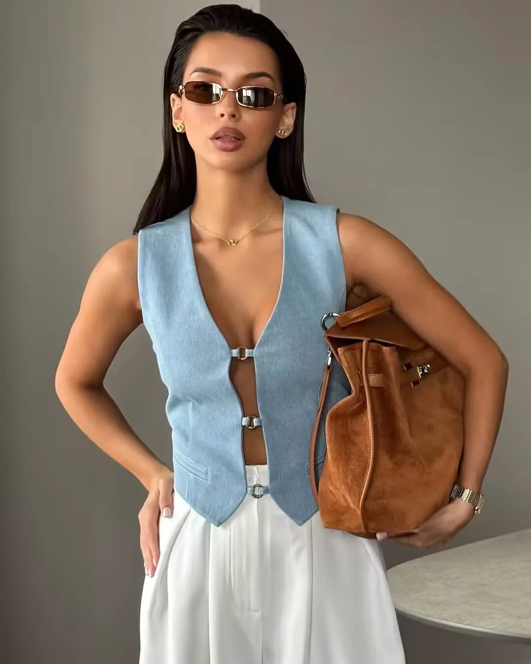 Vest Top For Women Sleeveless V Neck